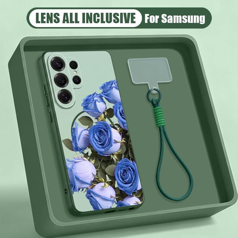 INS Bloemenpatroon Hoesje Voor Samsung S26 Ultra S25 FE S24 S24 Plus A57 A37 A17 A56 A36 A16 A55 A35 A15 A54 5G Hybride Magnetische Mat Zwart