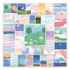 50 Fresh Ins Style Landscape Oil Painting Stickers for Journals, DIY Skateboards, Water Bottles, Suitcases - Creative Graffiti Guka Design