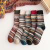 [Set of 5] Arumi Winter Thick Ethnic Pattern Mid-Calf Socks