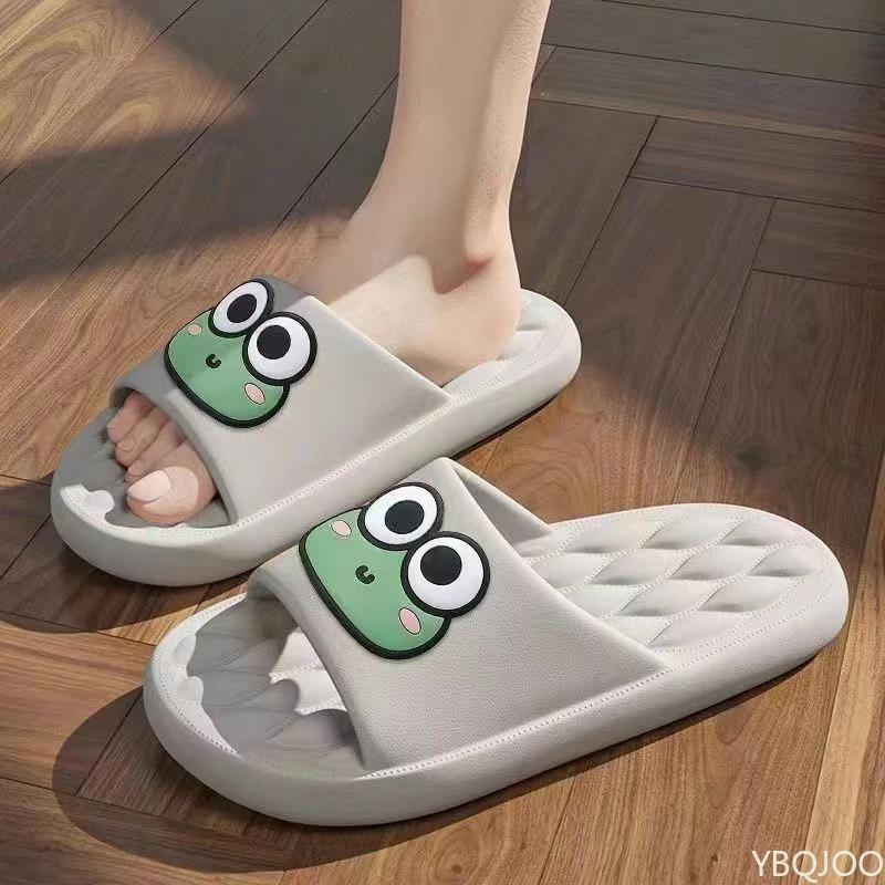 Fashion Summer Women's Slippers Cute Frog Home Anti Slip Shoes Couple Thick Soled Sandals Anti Odor Mens Ladies Bathroom Slipper Zapatos