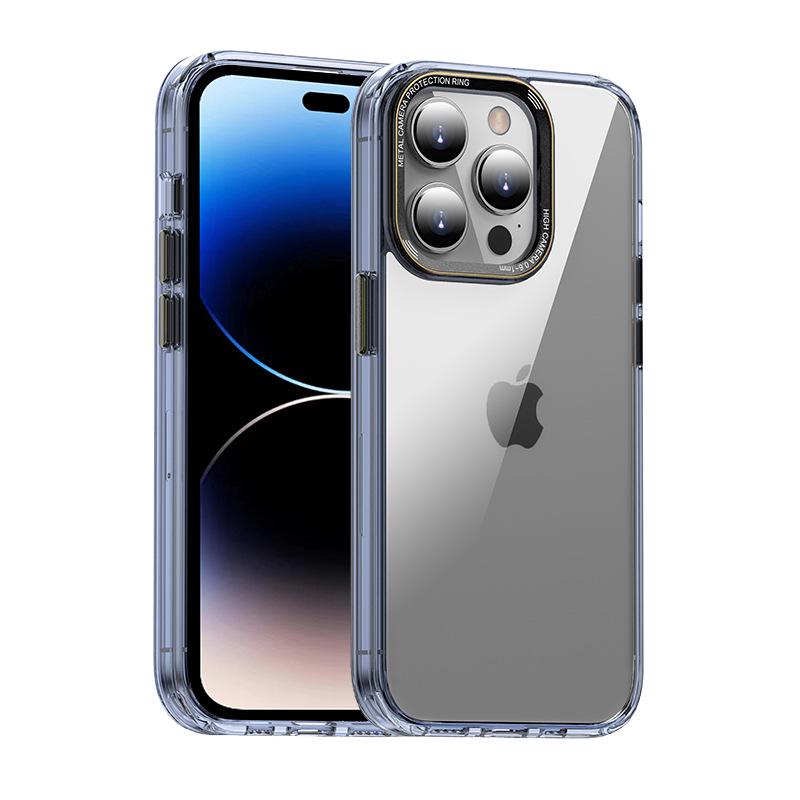 Transparent Anti-Drop Metal Color Block Case for iPhone 13/14/14 Pro Max