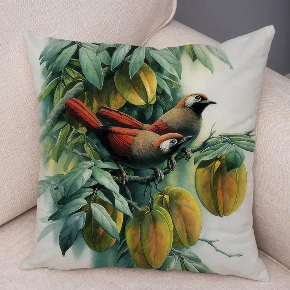Birds And Flowers Double-sided Printed pillow cover Short plush Suitable living rooms bedrooms sofas throw cushion cover