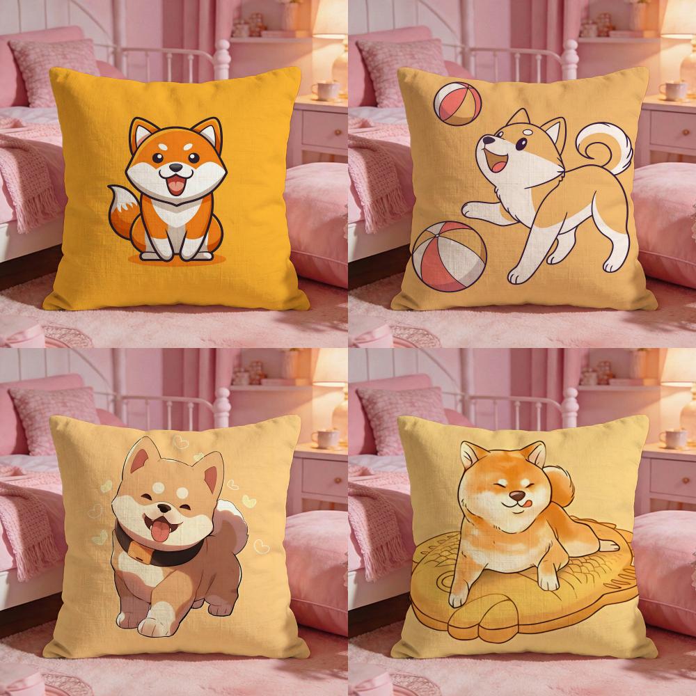 AnimalAdorable Shiba inuS Cushion Cover Premium Comfort Reversible Pillow Cove Two in One Design for Any Room Car Interior