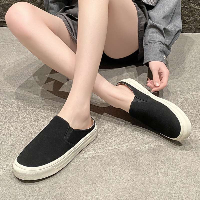 Couple Bag Head Half Slippers Women's Outer Wear 2025 Summer New Versatile Fashion Casual Soft Sole Light Canvas Shoes