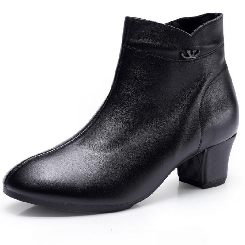 Fashion Autumn Winter Boots Women Ankle Boots Shoes Woman Fashion Wedges Heels Woman Boots High Quality Leather Shoes Female Zip