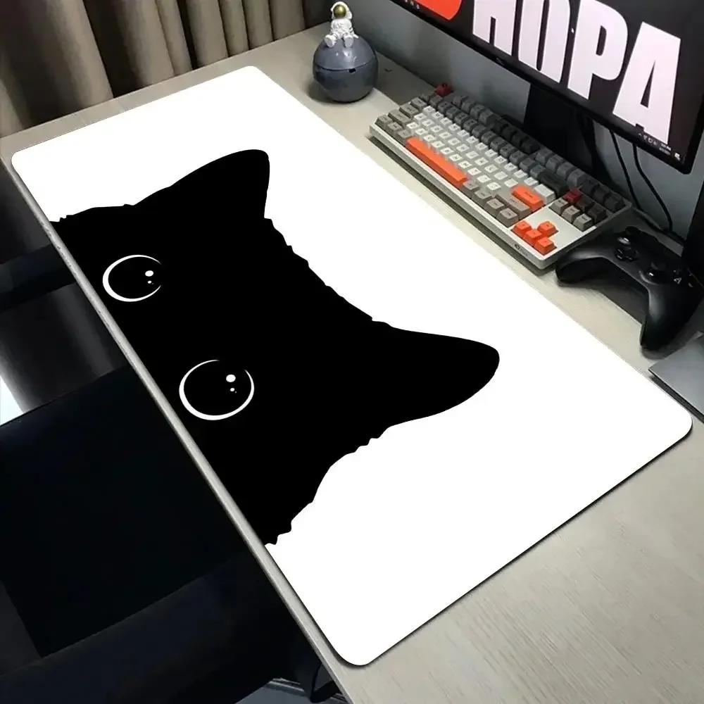 Funny Black Cat Mouse Pads Cute Cat Computer XXL Mausepad Company Desk Pad X Large Kawaii Cushion Office Accessories Rug