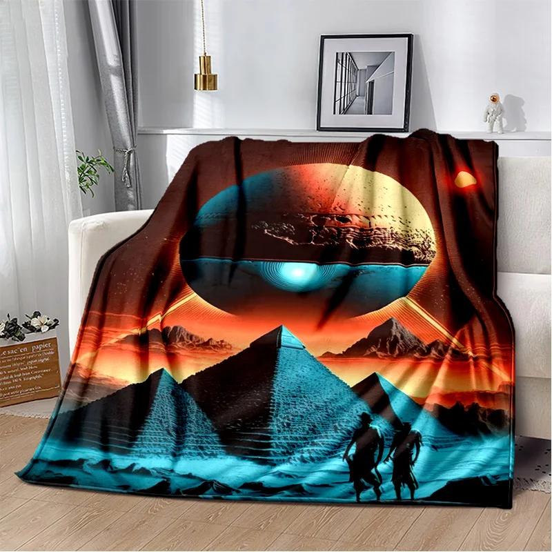 Egyptisch Piramide Ontwerp Plaid Zacht Gezellig Deken voor Huis Slaapkamer Bank Picknick Reizen Kinderen Dek