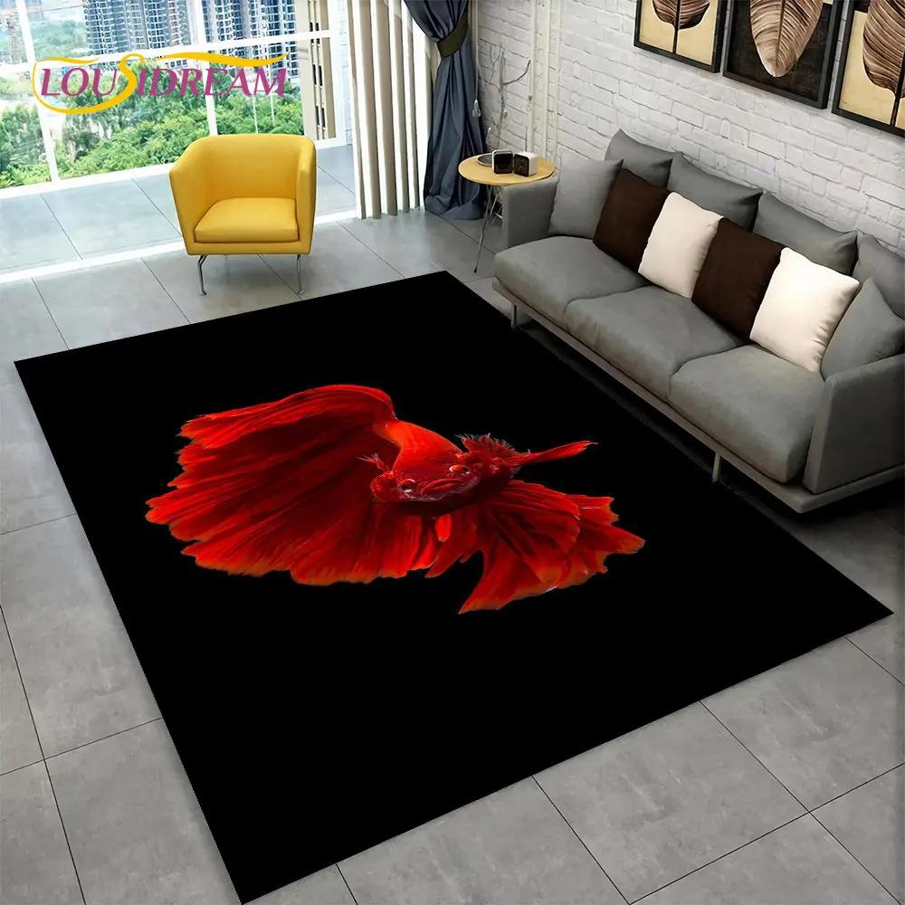 Tapis 3D motif carpe Tai Chi pastoral, tapis pour salon, chambre à coucher, canapé, paillasson, décoration, tapis de sol antidérapant pour cuisine et jeux pour enfants