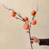 Handmade Simulation Persimmon Fruit 3/5/7 Heads Artificial Fruits Branches Fake Plants  New Year