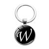 1PC AZ Initial Name Brief Anhänger Schlüsselanhänger Halter Runde Alphabet Schlüsselanhänger Kunst Foto Glas Cabochon Vintage Schmuck