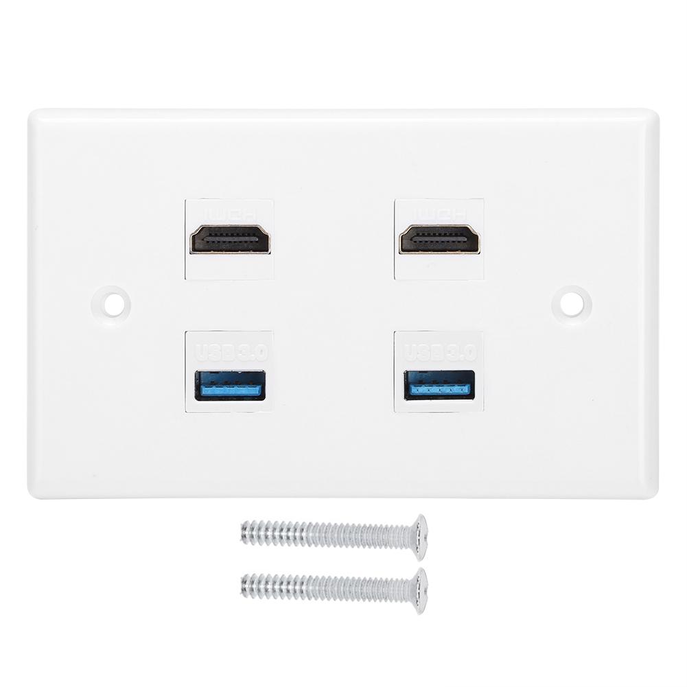 2 HDMI Female To Female Buckle 2USB Buckle Wall Plate Panel for Home Hotel