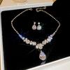 Stainless Steel Diamond Flower Earring and Necklace Set - Fresh, Sweet, and Luxurious.