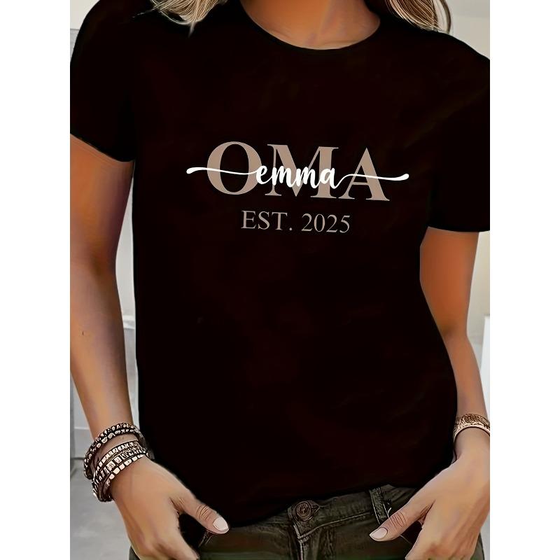 European Sizes New 2025 OMA Letter Print T-Shirt
