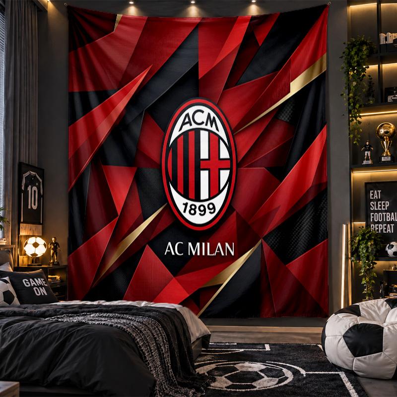 Arazzo da Appendere a Parete Stampa AC Milan Tessuto per Soggiorno Camera da Letto Decorazione per la Casa