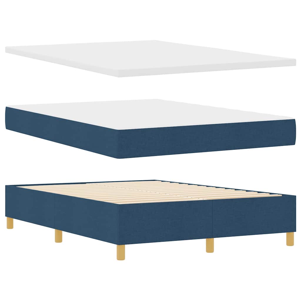Box Spring Bed with Mattress and Headboard Blue 160 X 200 Cm (Fabric)