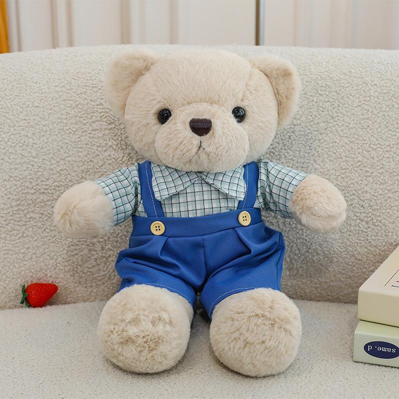 Denim Clothes Teddy Bear Large Couple Hug Bear Plush Toy Children's Companion Doll