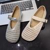 Retro Hollow Sandals Soft Sole Mary Jane Shallow Mouth Single Shoes 2025 New Popular Women's One-pedal Lazy Shoes