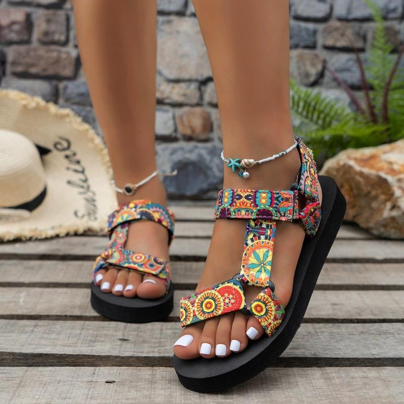 Nouvelles Chaussures pour Femmes à Semelles Épaisses Sandales de Plage à Velcro Bouche de Poisson