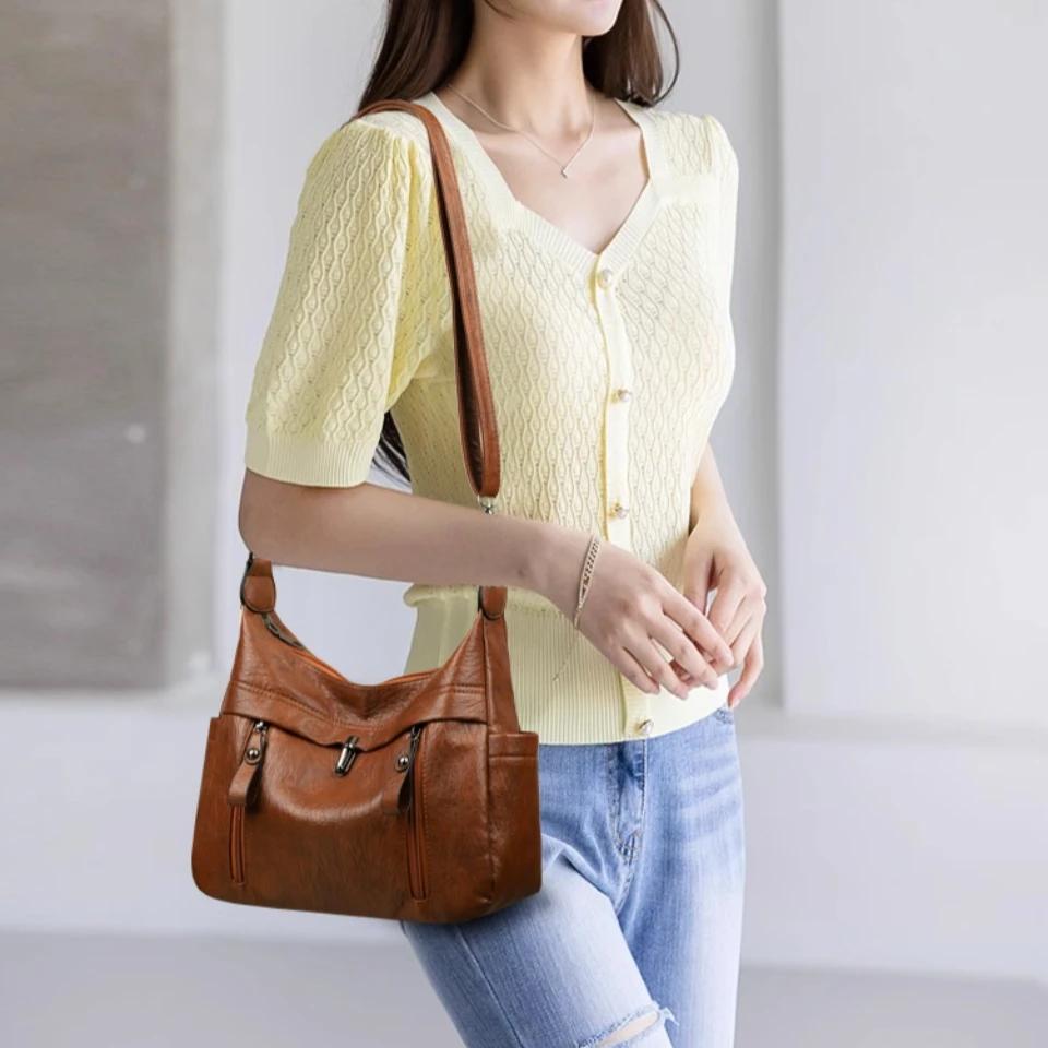 Modieuze tote bag voor dames, hoogwaardige crossbody tas met grote capaciteit, casual PU-leer, luxe handtas