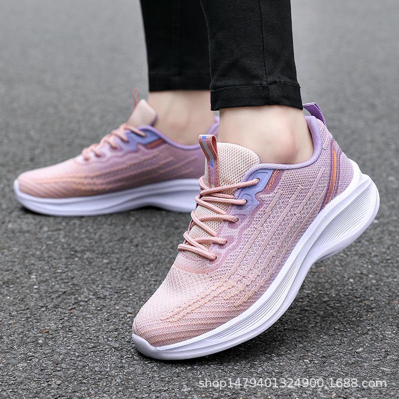 Women's Shoes New Soft-soled Lightweight Sports Shoes Women's Mesh Breathable Thick-soled Casual Running Shoes