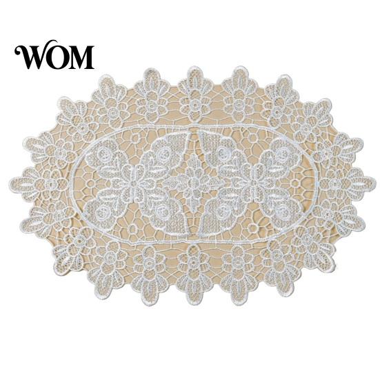 Decorative Table Covers for Weddings White Lace Doily, Elegant Retro Placemat, Embroidered Vintage Floral Doilies Tea Trays Mat, Rectangular