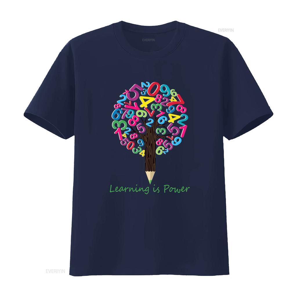 National Numeracy Day Maths Number Tree T Shirt for Boys Girls Kids Learning Is Power Design Vintage Washed Casual Soft