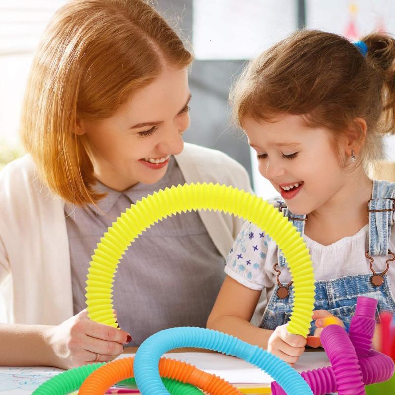 Colorful Poptelescopic Tube Stretching Corrugated Tube Children Adult Party Festival Stress Relief Toy