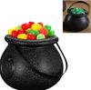 12 Pack Mini Black Witch Cauldron Halloween Candy Bucket Portable Biscuit Storage Jar Black