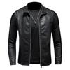 Spring New Men's Leather Jacket With Stand Collar