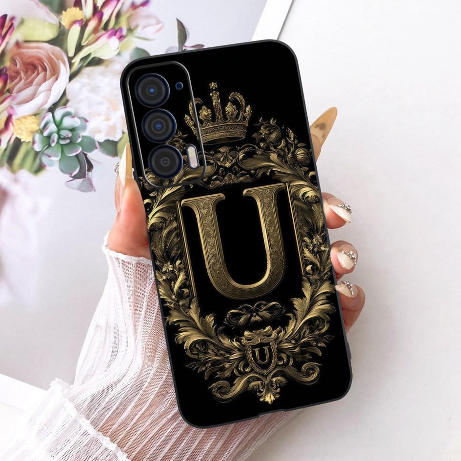 For Motorola Edge 2021 Case XT2141-1 Fashion Initial Letters Crown Soft Silicone Back Protective Cover For Moto Edge 2021 Bumper