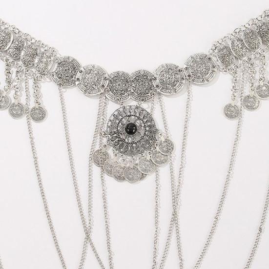 Alloy Waist Chain Retro Style Coin Tassel Decor Belt Chain Adjustable Length Belly Dance Bohemia Body Chain