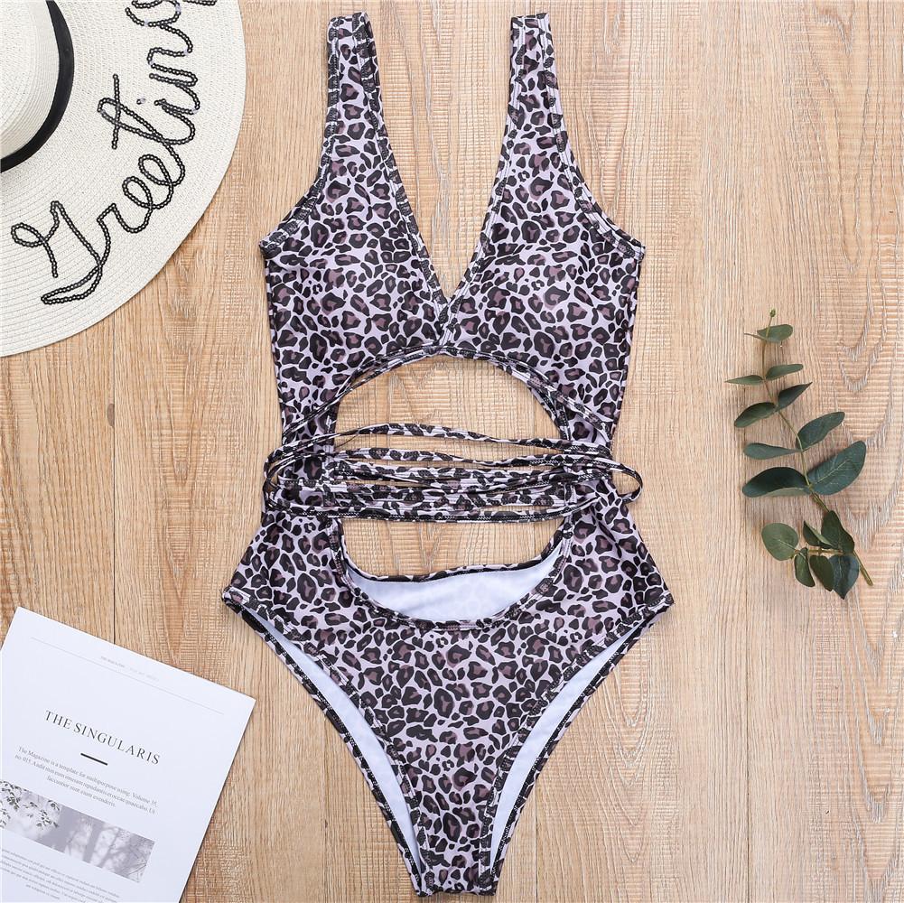 Women's Swimsuit Solid Color Drawstring Back Tie Sexy Cutout Thong One Piece Swimsuit Bikini Beachwear Bathing Suits