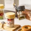 Contenants pour Overnight Oats avec Couvercle Hermétique & Cuillère 350ml Contenant Petit-Déjeuner pour Yaourt Salade Pudding de Chia Pots en Verre Portables Anti-Fuite