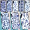 Capa de Porcelana Azul e Branca Para Samsung Galaxy A06 A05 A32 A16 A55 A36 A26 A54 A34 A14 A22 A52 A35 A15 A53 A13 A56