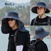 Summer Sun Hat Double Layer UV Protection Fishing Hunting Outdoor Cap Hiking Camping Visor Hat Removable Fisherman Hat