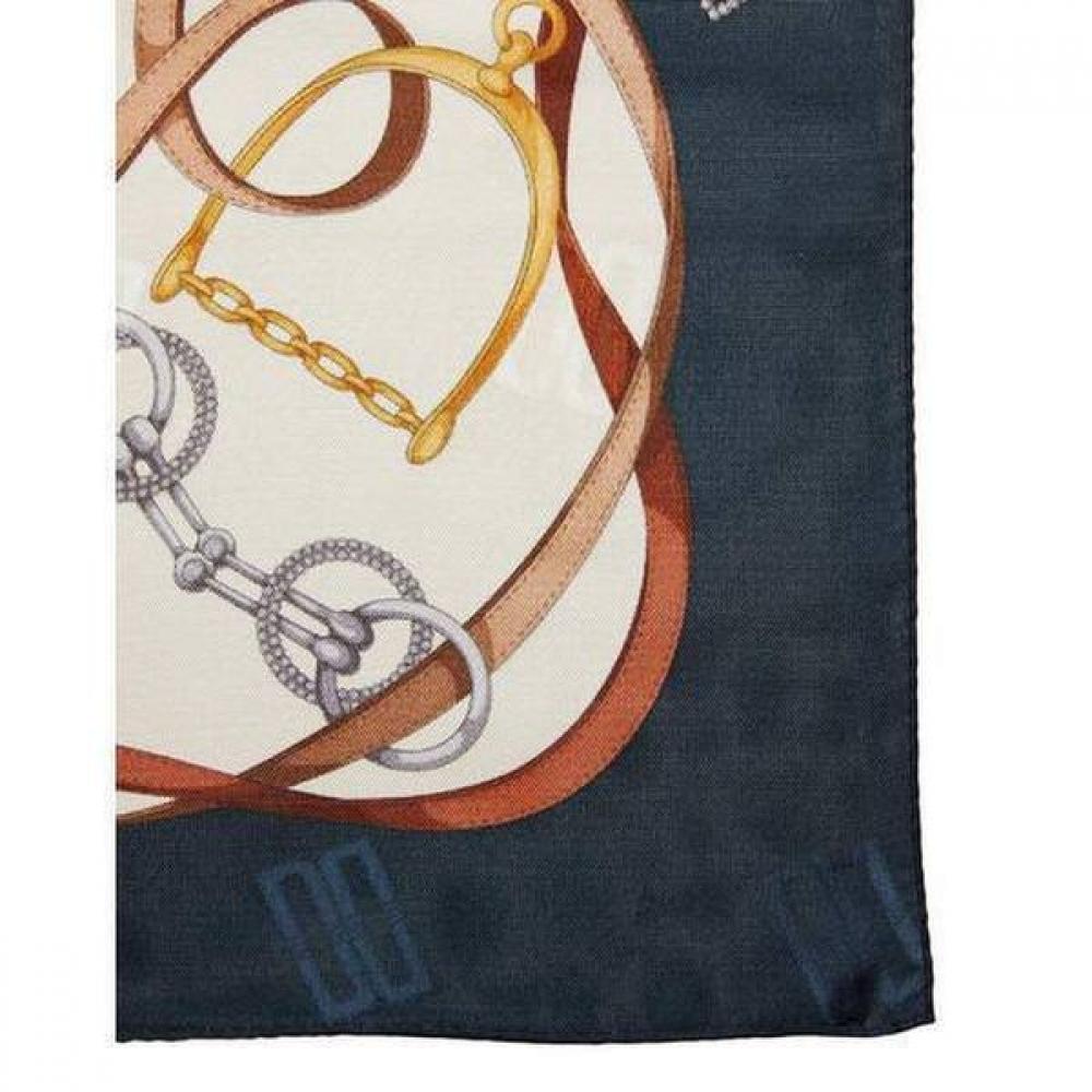Daks Pearl Point Silk Scarf Navy Dcsc0e011
