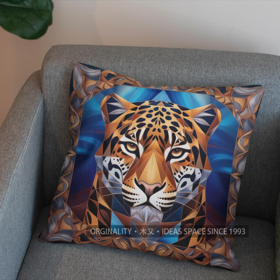 2D Geometric Leopard-Print Throw Pillow Cover Pattern Cushion Cover Suitable For Sofa Bedroom Car Pillow Cover