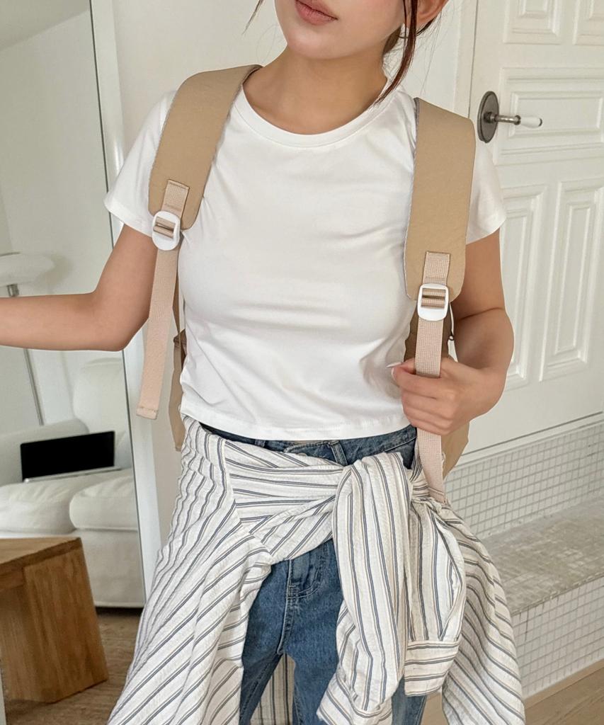 Offlin Ribbon String Backpack Beige