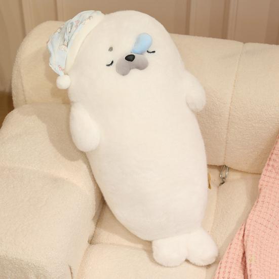 Cuscino Peluche Foca Animale di Peluche Foca Dormiente con Accessori Rimovibili Morbido Cuscino Coccoloso da Abbracciare & Supporto