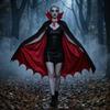 Lichtgewicht Cosplay Cape Vampier Kostuum met Opstaande Kraag, Middeleeuws Gotisch Herbruikbaar Halloween Kostuum Zwarte Rode Kaap voor Cosplay, Maskerade,