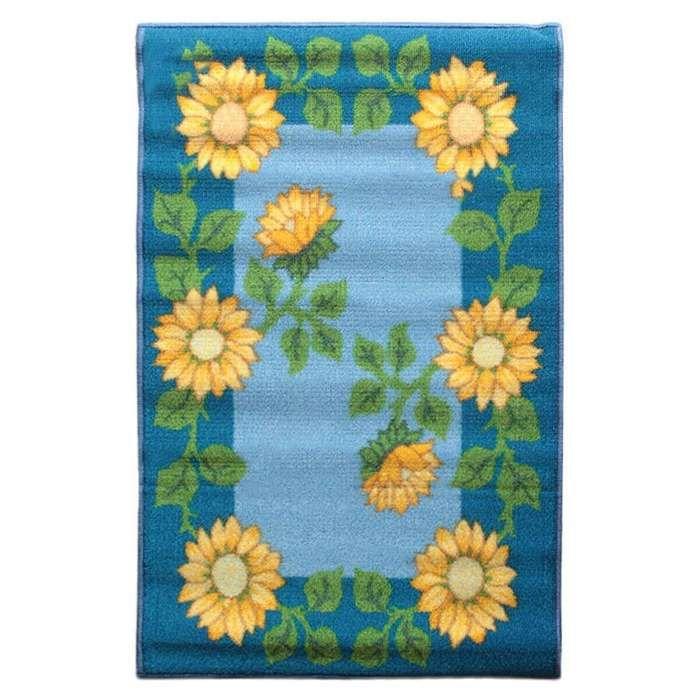 Tapis de cuisine antidérapant tournesol jaune et bleu 50x80 - vinyle antidérapant