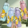 1PC Yellow Butterfly Daisy Floral 750ml Color Plastic Sports Water Bottle Leakproof Flip Straw Lid Suitable for Sports Office Home Use