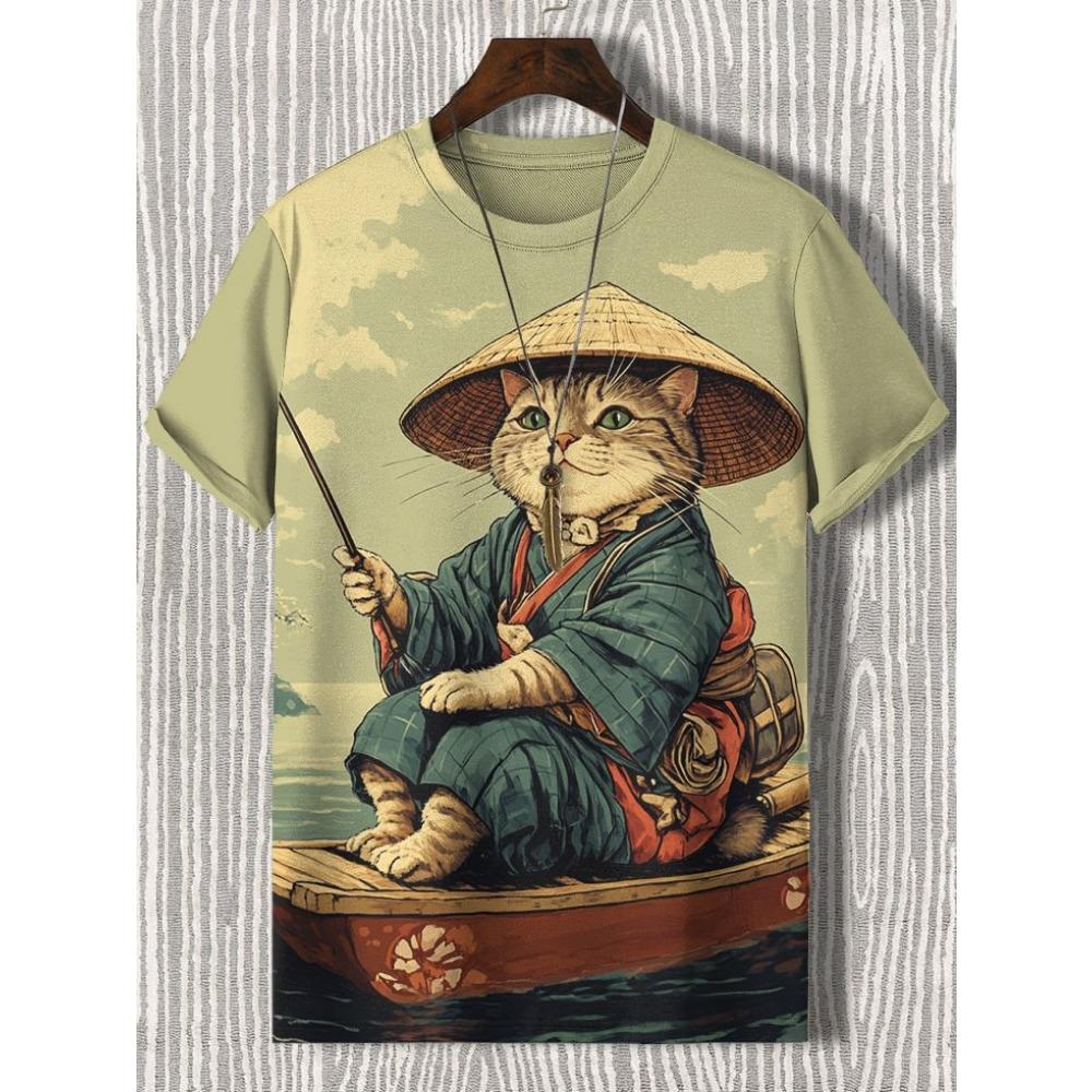 New Funny Cat Play Chess T-Shirts 3D Print Men Women Short Sleeve Hip Hop T Shirt Oversized Y2K Harajuku Tees Tops Kids Clothing