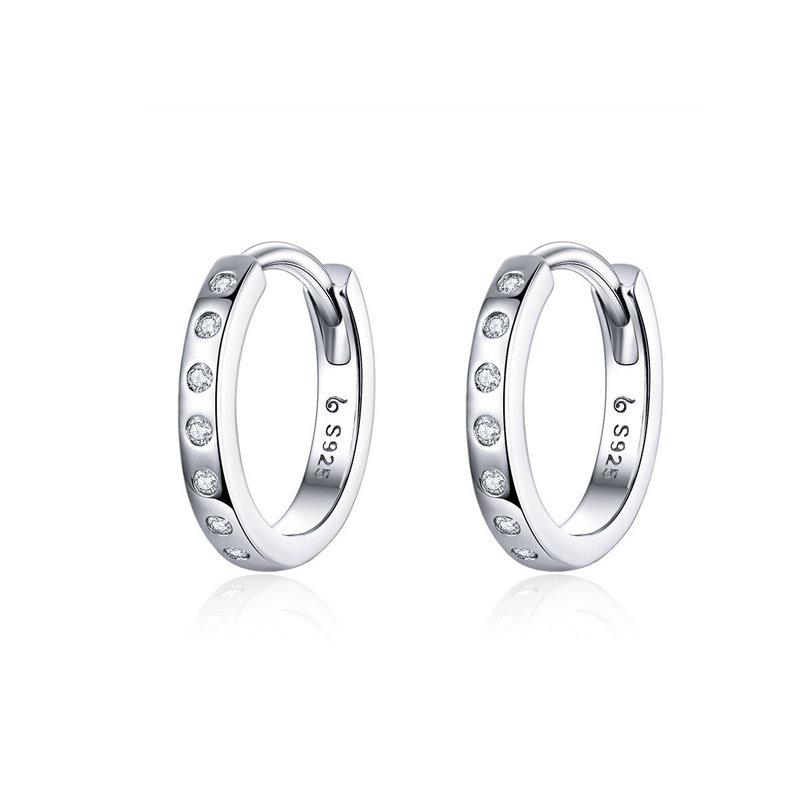 Bamoer 925 Sterling Silber Creolen für Damen Minimalistisch Einfacher Kreis Zirkonia Ohrringe KTJ