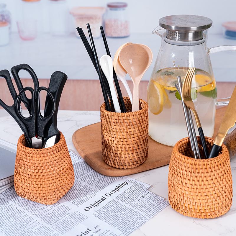 Vietnam Rattan Tea Caddy & Pen Holder Set