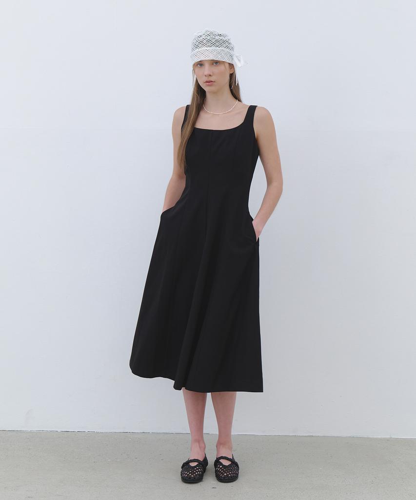 Cluny Modern Bustier Long Sleeveless Dress - Black