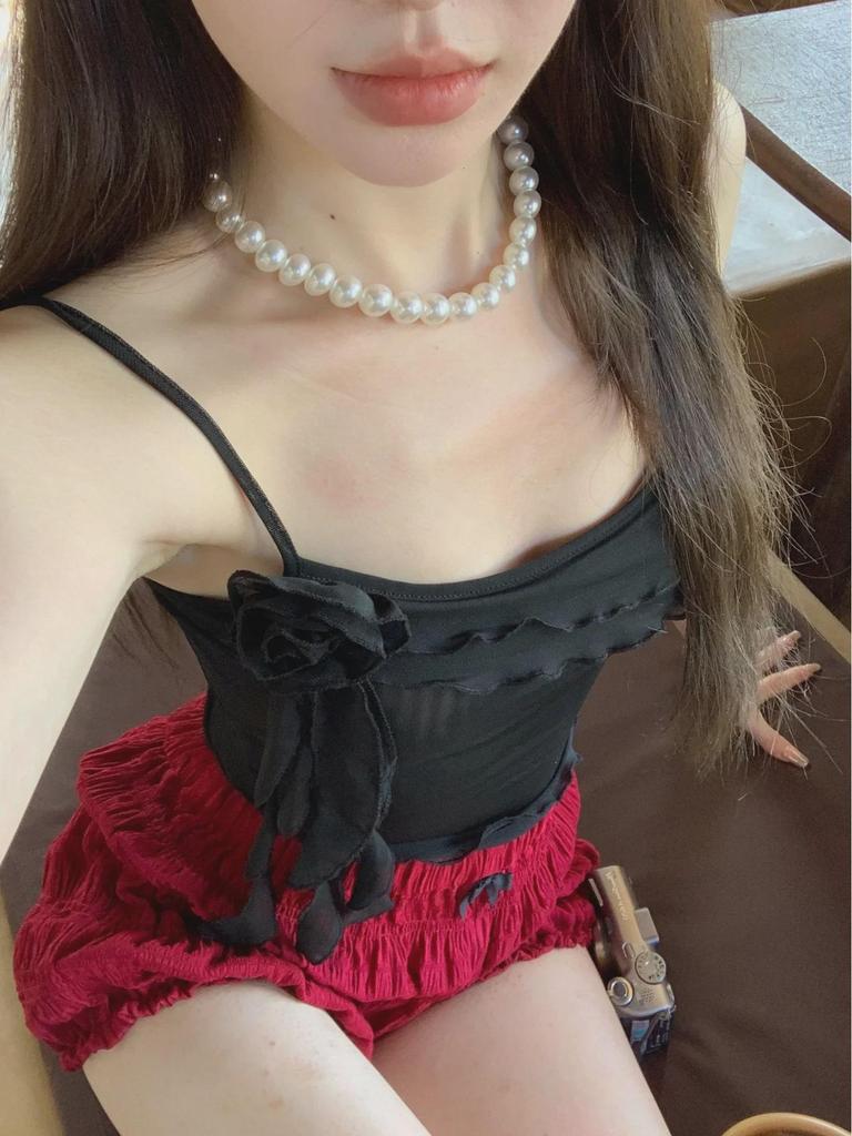Original Wood Ear Flower Mesh Camisole for Women - Summer Vest