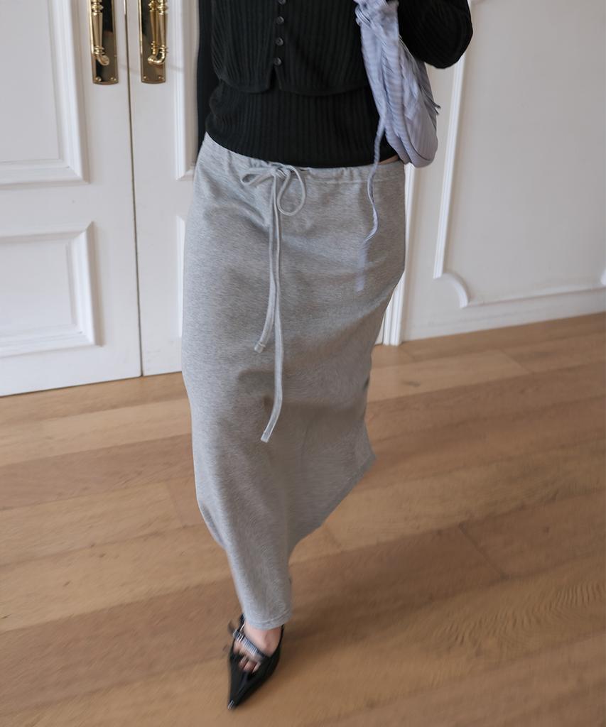 320 Showroom Daily Banding H-Line Long Skirt Gray
