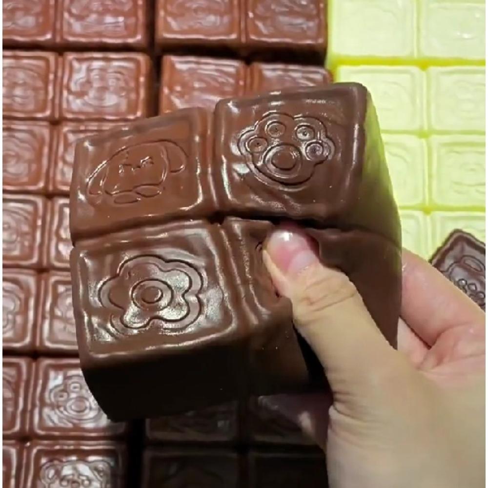 Squishy Strawberry Chocolate Milk Cube Cake Bread Squeeze Toy Soft Stress Relief Slow Rising Sensory Fidget Toys for Kids Adults