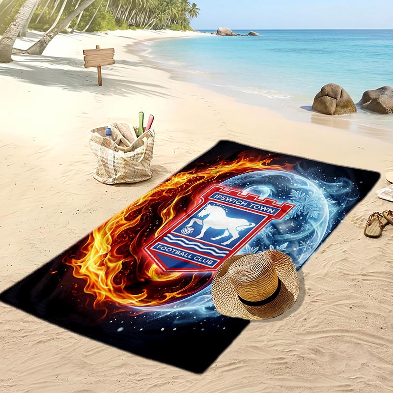 Serviette de plage imprimée Ipswich Town Football, Grande serviette douce à séchage rapide pour la plage, le camping, la natation